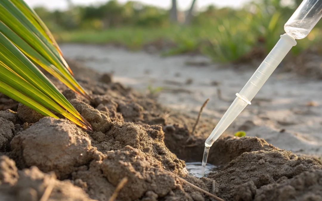 A soil perc test being performed to determine the cost of a new septic system.