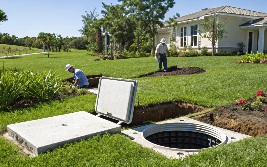 Septic tank installation, a key component of environmental engineering for wastewater management.